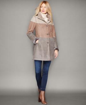 The Fur Vault Shearling Lamb Colorblocked Coat