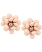 Betsey Johnson Gold-tone Crystal Center Flower Stud Earrings