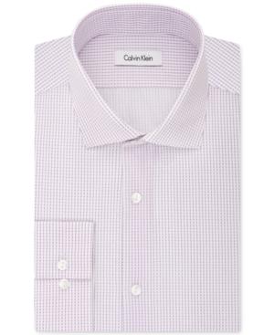 Calvin Klein Men's Fitted Infinite-stretch Purple Haze Dot-pattern Dress Shirt