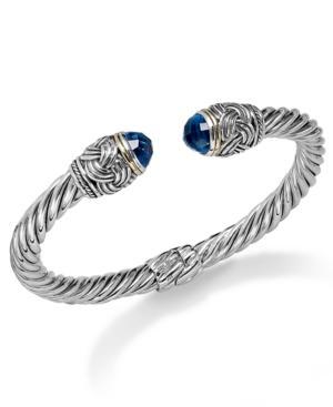 Balissima By Effy Blue Topaz Hinge Bangle Bracelet In 18k Gold And Sterling Silver (6-1/5 Ct. T.w.)