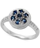 Sapphire (1/2 Ct. T.w.) And Diamond Accent Circle Ring In 14k White Gold