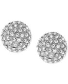 Vince Camuto Silver-tone Pave Ball And Metallic Pyramid Reversible Front And Back Earrings