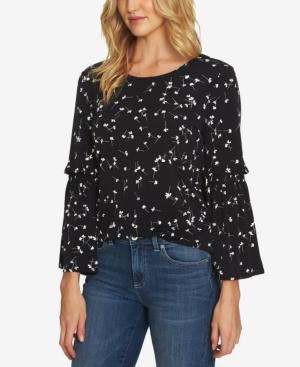 Cece Printed Bell-sleeve Peasant Top