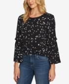 Cece Printed Bell-sleeve Peasant Top