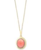 Effy Natural Coral (10 X 8mm) & Diamond(1/8 Ct.t.w.) Pendant Necklace In 14k Gold