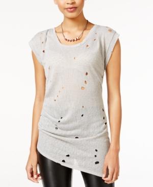 Bar Iii Asymmetrical Ripped T-shirt, Only At Macy's