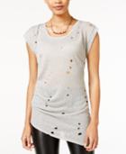 Bar Iii Asymmetrical Ripped T-shirt, Only At Macy's