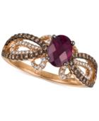 Le Vian Chocolatier Raspberry Rhodolite Garnet (3/4 Ct. T.w.) And Diamond (3/8 Ct. T.w.) Ring In 14k Rose Gold