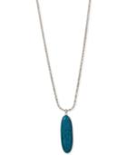 Kenneth Cole New York Silver-tone Long Oval Stone Pendant Necklace