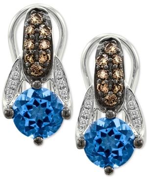 Le Vian Chocolatier Blue Topaz (2 Ct. T.w.) And Diamond (3/10 Ct. T.w.) Drop Earrings In 14k White Gold