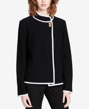 Calvin Klein Mock Neck Piped Cardigan