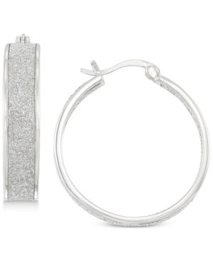 Simone I. Smith Glitter Hoop Earrings In Sterling Silver