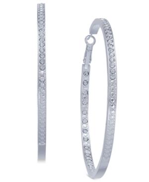 Essentials Extra Large Silver Plated Crystal In And Out Hoop Earrings