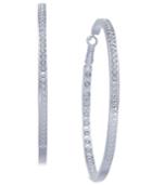 Essentials Extra Large Silver Plated Crystal In And Out Hoop Earrings