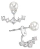 Danori Silver-tone Imitation Pearl And Crystal Earring Jacket Earrings