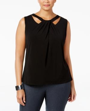 Nine West Plus Size Sleeveless Cutout Twist-front Top