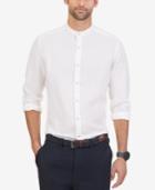 Nautica Men's Linen Banded-collar Long-sleeve Shirt