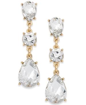 Charter Club Gold-tone Crystal Triple Drop Earrings, Created For Macy's