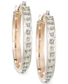 Diamond Accent Small Hoop Earrings In 14k White, Yellow, Or Rose Gold