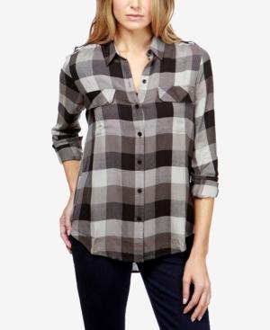 Lucky Brand Plaid Roll-tab-sleeve Shirt