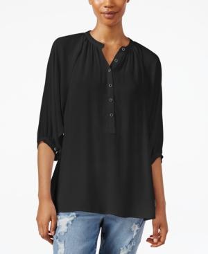 Rachel Rachel Roy Three-quarter-sleeve Split-neck Blouse