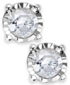 Diamond Earrings, Sterling Silver Diamond 4 Prong Illusion Stud Earrings (1/3 Ct. T.w.)