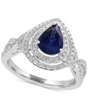 Royale Bleu By Effy Sapphire (1 Ct. T.w.) And Diamond (1/3 Ct. T.w.) Ring In 14k White Gold