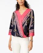 Jm Collection Printed Bubble-hem Blouse, Created For Macy's