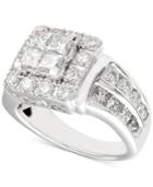 Diamond Princess Cluster Engagement Ring (3 Ct. T.w.) In 14k White Gold