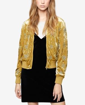 Sanctuary Metallic-embroidered Velvet Bomber Jacket