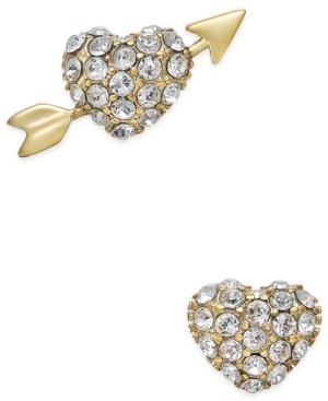 Kate Spade New York 14k Gold-plated Pave Heart And Arrow Stud Earrings