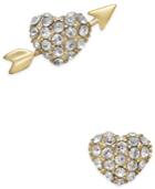 Kate Spade New York 14k Gold-plated Pave Heart And Arrow Stud Earrings
