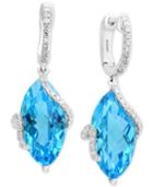 Ocean Bleu By Effy Blue Topaz (13-3/4 Ct. T.w.) & Diamond (1/4 Ct. T.w.) Drop Earrings In 14k White Gold