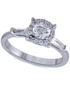 Diamond Halo Engagement Ring (1 Ct. T.w.) In 14k White Gold