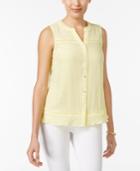 Ny Collection Petite Embroidered-trim Blouse