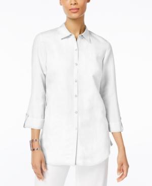 Jm Collection Roll-tab Knit Back Shirt, Created For Macy's
