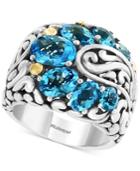 Effy Blue Topaz Statement Ring (4-3/4 Ct. T.w.) In Sterling Silver & 18k Gold