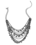 Inc International Concepts Hematite-tone Pave Beaded Multi-layer Statement Necklace, Created For Macy's
