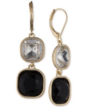 Anne Klein Gold-tone Crystal Double Drop Earrings