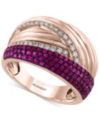 Effy Final Call Ruby (5/8 Ct. T.w.) And Diamond (1/5 Ct. T.w.) Swirl Statement Ring In 14k Rose Gold