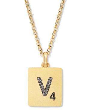 "scrabble 14k Gold Over Sterling Silver Black Diamond Accent ""v"" Initial Pendant Necklace"