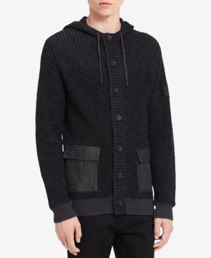 Calvin Klein Jeans Men's Textured-knit Hooded Sweater