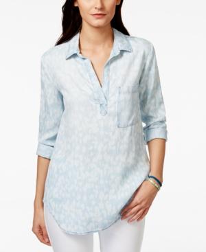 Olive + Sloane Pullover Sunbleached Wash Denim Tunic, Only At Macy's