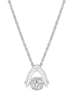Diamond Solitaire Wishbone Pendant Necklace (5/8 Ct. T.w.) In 14k White Gold