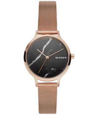 Skagen Women's Anita Rose Gold-tone Stainless Steel Mesh Bracelet Watch 34mm