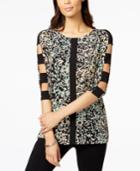 Jm Collection Printed Lattice-sleeve Tunic, Created For Macy's