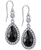 2028 Silver-tone Black Stone Crystal Teardrop Earrings, A Macy's Exclusive Style