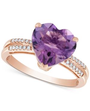 Amethyst (3-1/5 Ct. T.w.) & Diamond Accent Ring In 14k Rose Gold