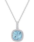 Blue Topaz (1-5/8 Ct. T.w.) & White Topaz (4-3/4 Ct. T.w.) Pendant Necklace In Sterling Silver