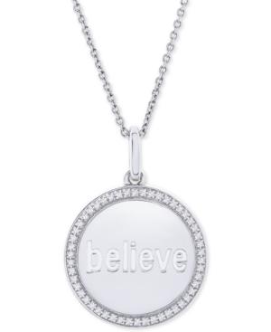 Diamond Believe Disc 22 Pendant Necklace (1/10 Ct. T.w.) In Sterling Silver